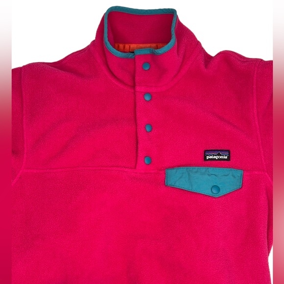 Womens  Patagonia Synchilla Snap-T Fleece Pullover Sweater Size Medium Hot Pink - Picture 2 of 6